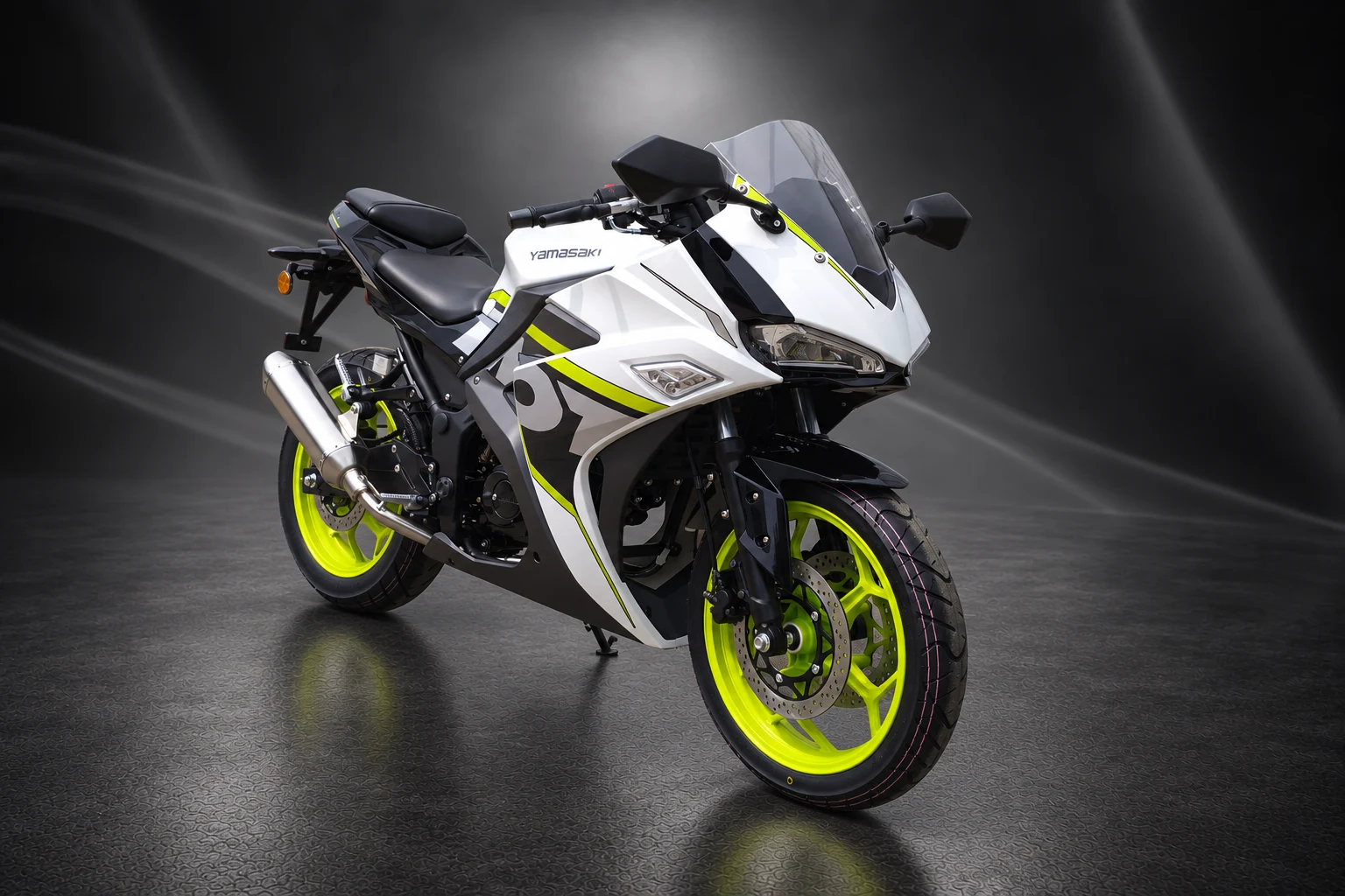 Yamasaki YM50-10 White Black Lime Front Right