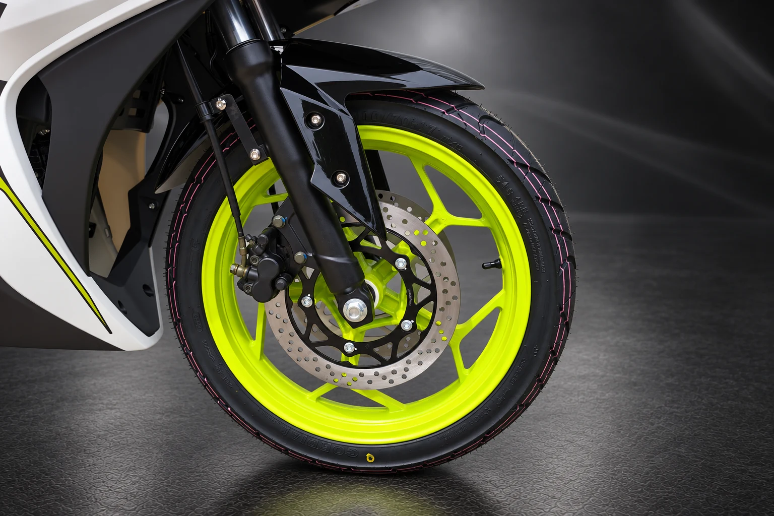 Yamasaki YM50-10 White Black Lime Front Wheel