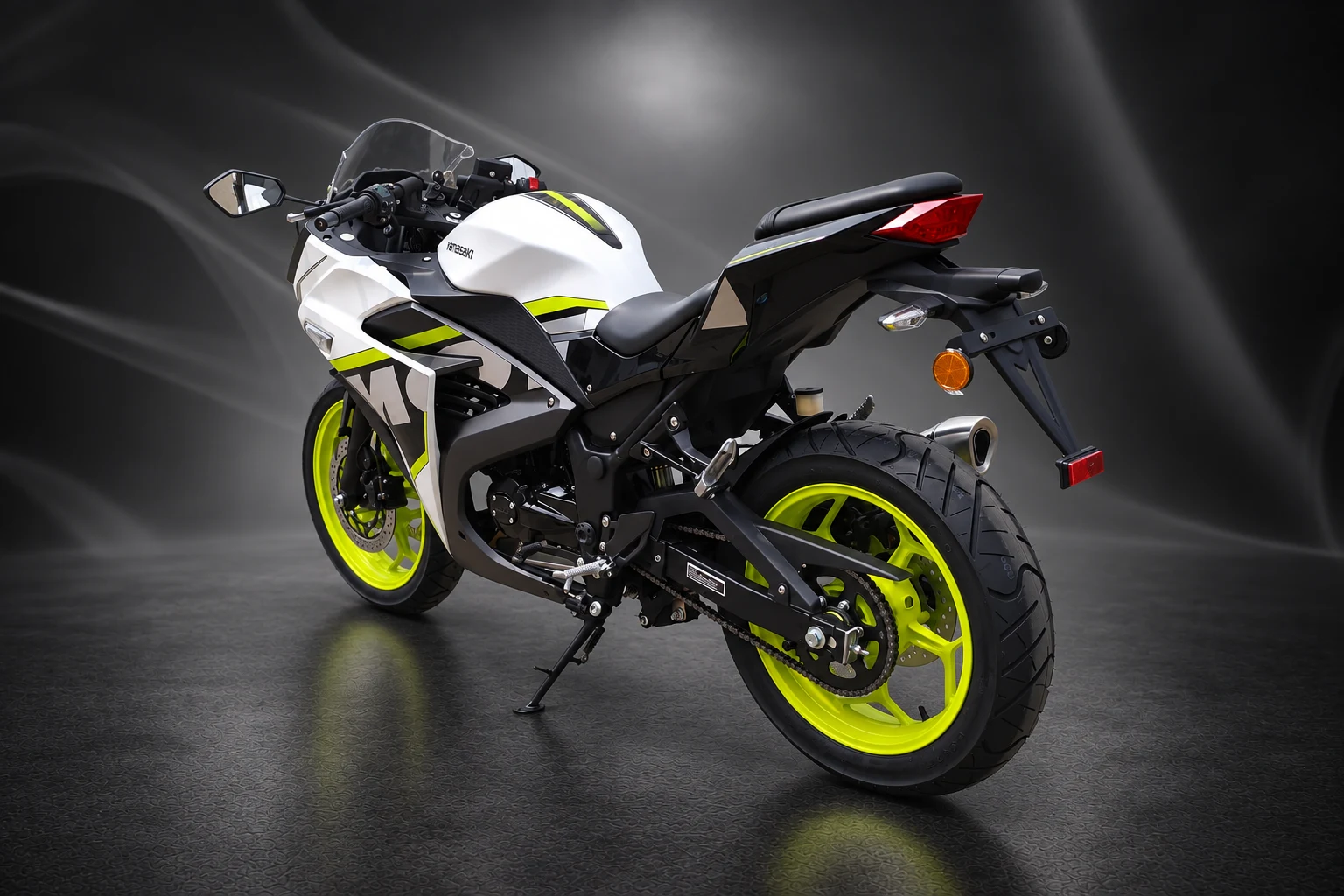 Yamasaki YM50-10 White Black Lime Rear Left