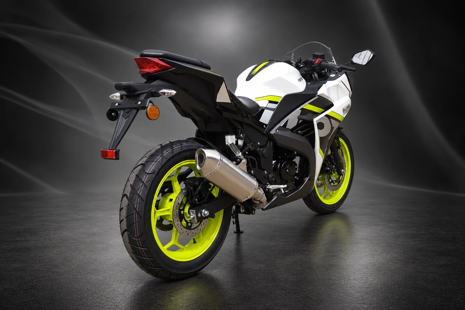 Yamasaki YM50-10 White Black Lime Rear Right